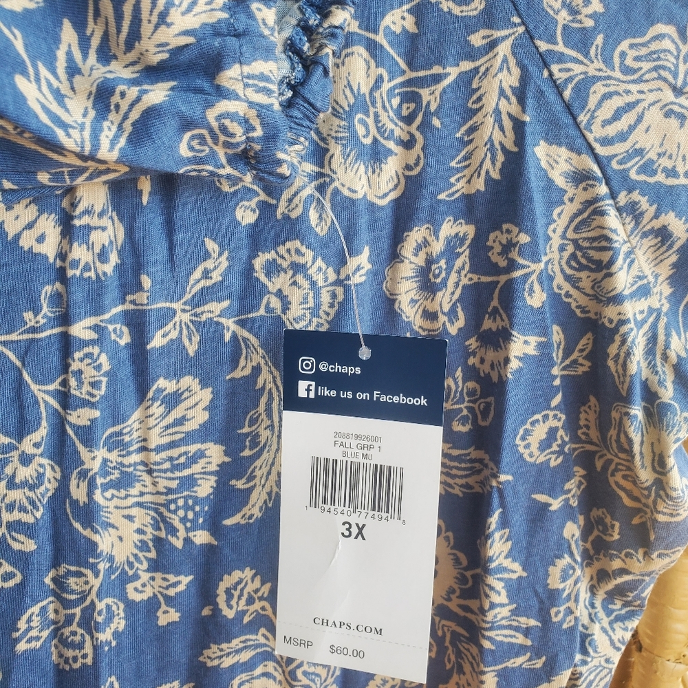 Chaps Top, women's 3X, Blue and Tan - Picture 5 of 6